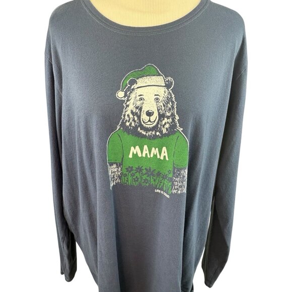 *Life is Good Crusher Tee Mama XXL Blue Cotton Long Sleeve Christmas Bear - Picture 5 of 7